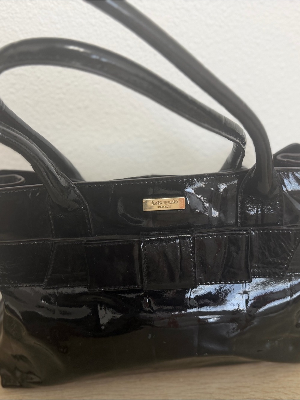 kate spade Black Patent Leather Bow-Accent Tote
